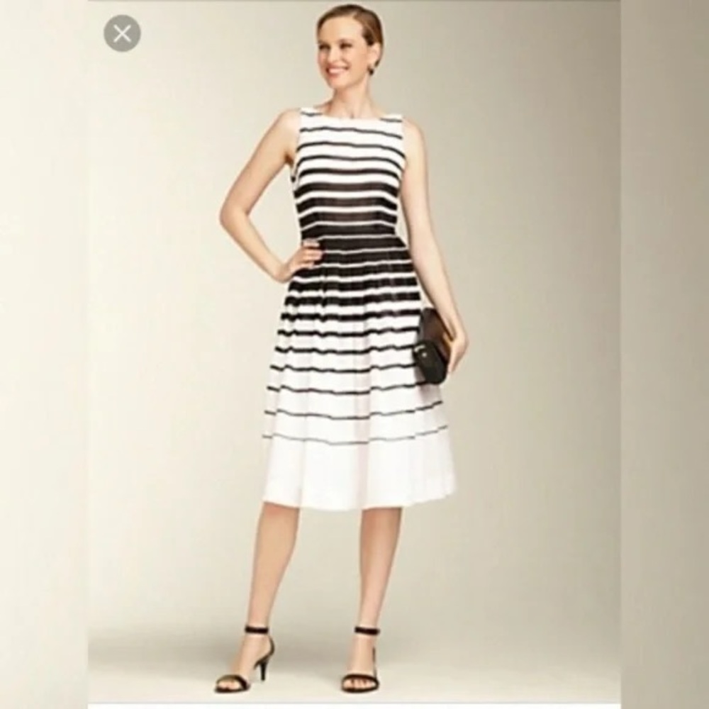 Talbots Striped Sleeveless Cocktail Dress Black/ White Sz. 18